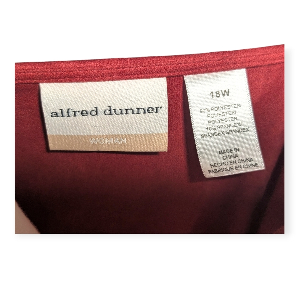 Alfred Dunner Women’s 18W Red Open-Front Drape Cardigan - Picture 10 of 12